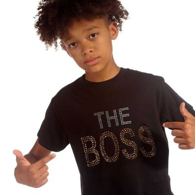 Trendy Toggs Kids The Boss Rhinestone Black T-shirt , 9