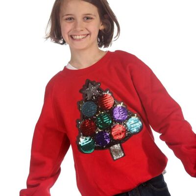 Trendy Toggs Kids Christmas Tree Sequin Red Jumper , 11