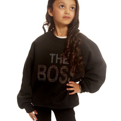 Trendy Toggs Kids The Boss Rhinestone Black Sweatshirt , 10