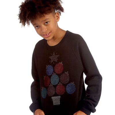 Trendy Toggs Kids Christmas Tree Rhinestone Detail Black Jumper , 11