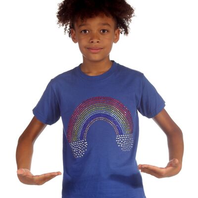 Trendy Toggs Kids Rainbow Rhinestone Blue T-shirt , 8