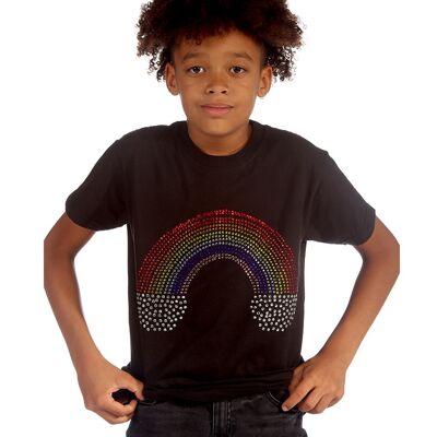 Trendy Toggs Kids Rainbow Rhinestone Black T-shirt , 8