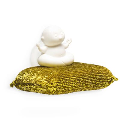 Porte-éponge Yogi | avec éponge de cuisine dorée