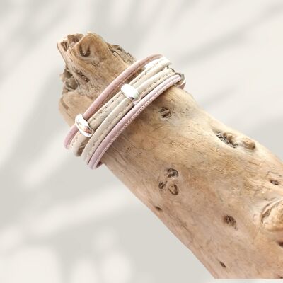 Pastel pink cork cuff bracelet, Valentine