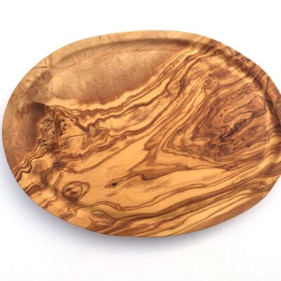 Steak board with juice groove 33 cm oval made of olive wood