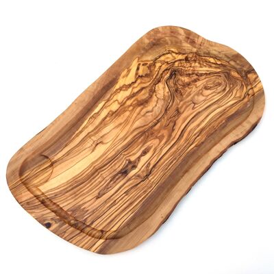 Planche à découper avec rainure 40 cm en bois d'olivier