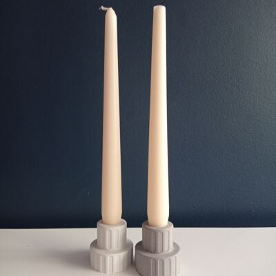 Concrete candle holder, white and gray