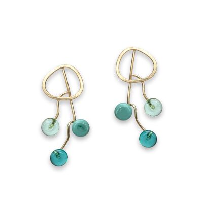Aeria Plana earrings with turquoise green Murano glass