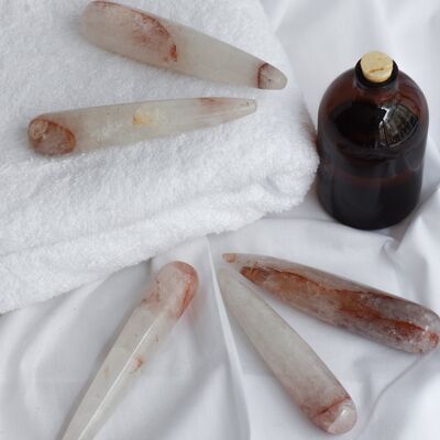 Red Hematoid Quartz Natural Stone Massage Stick