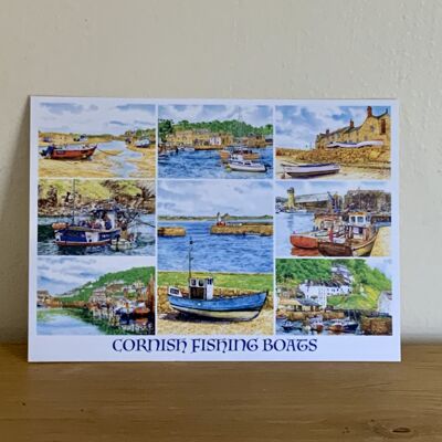 CARTE POSTALE BATEAUX DE PÊCHE CORNISH, CORNWALL.