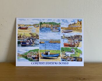 CARTE POSTALE BATEAUX DE PÊCHE CORNISH, CORNWALL.