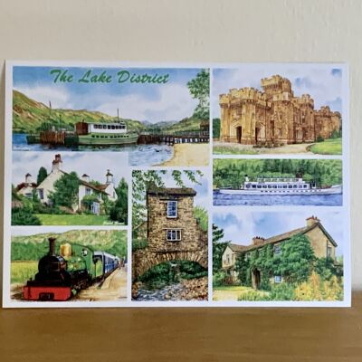 POSTCARD, 7 SCENES LAKE DISTRICT.