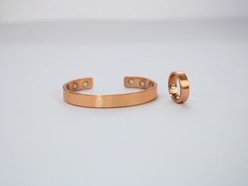 Aimant en cuivre pur Bracelet 6.5" & Anneau (Design 1) 1