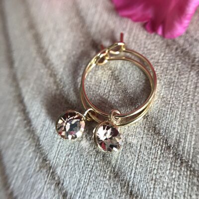 small stainless steel hoop earrings with Swarovski rhinestones