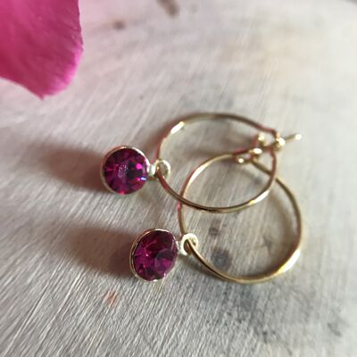 Small hoop earrings in stainless steel and Swarovski rhinestones