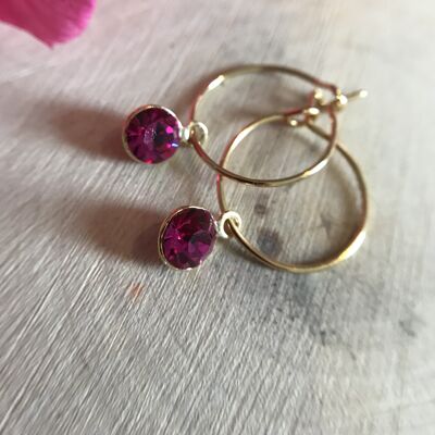 Small hoop earrings in stainless steel and Swarovski rhinestones