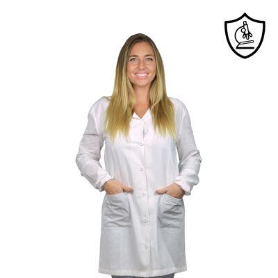 Blouse blanche pour femme pour laboratoire, enseignante et employée de maison | ANTI-VIRUS