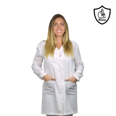 Women's White Coat for Laboratory, Teacher and Domestic Employee | ANTI-VIRUS