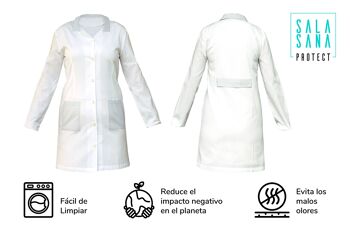 Blouse blanche pour femme pour laboratoire, enseignante et employée de maison | ANTI-VIRUS 3