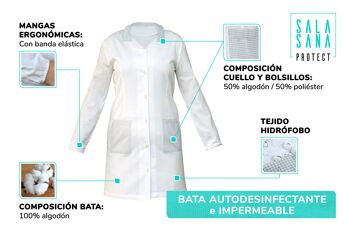 Blouse blanche pour femme pour laboratoire, enseignante et employée de maison | ANTI-VIRUS 4