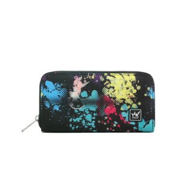 YLX Koa Wallet - Black Paint Splatter