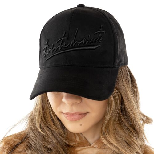 Faux Suede Cap Black