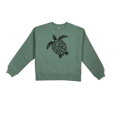 Schildpad Dropped Shoulder Sweatshirt Organisch Katoen Women - Salie Groen