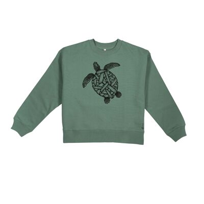 Schildpad Sweat-shirt à épaules tombantes Organisch Katoen Women - Salie Groen