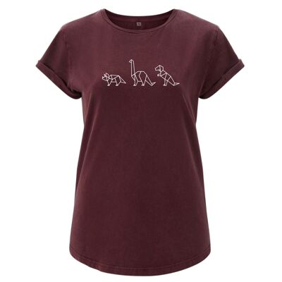 Shirt Dino Organisch Katoen Dames - 8 kleuren - Stone Wash Bordeaux Rood