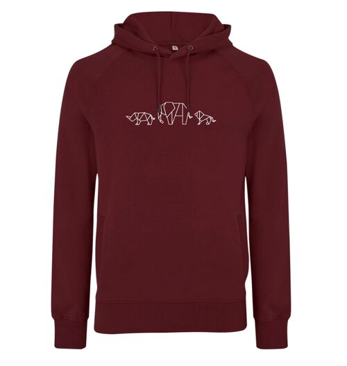 Hoodie Safari Organisch Katoen Unisex - 7 kleuren - Bordeaux Rood