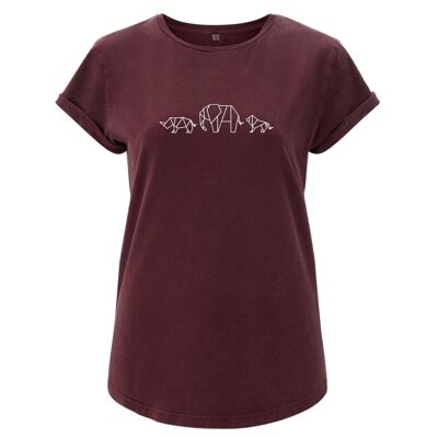Shirt Safari Organisch Katoen Dames - 8 kleuren - Stone Wash Bordeaux Rood