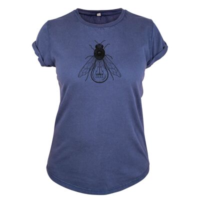 Shirt Bij Organisch Katoen Damen - 5 Farben - Stone Wash Blauw