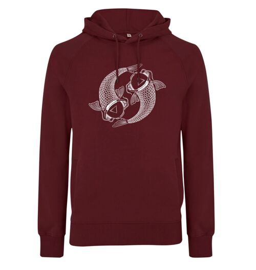 Hoodie Koi Organisch Katoen Unisex - 7 kleuren - Bordeaux Rood