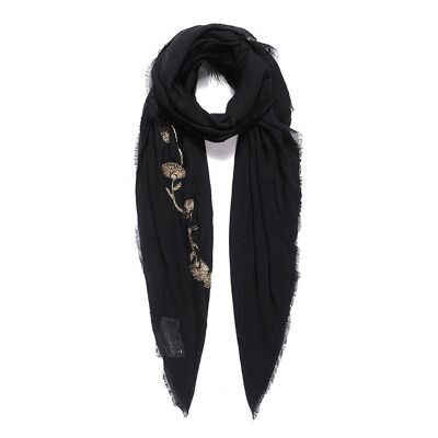 Embroidered Scarf Black
