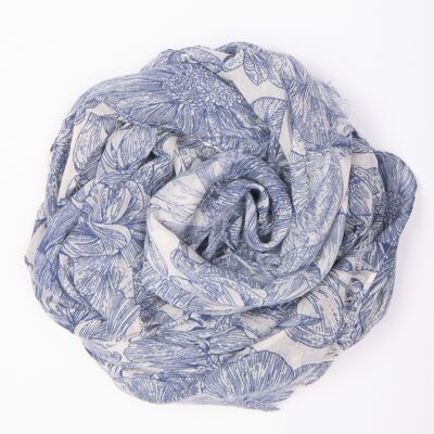 Vintage Flowers Scarf Blue