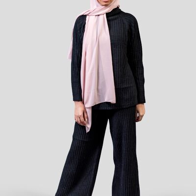 Comfy Knitted Roll Neck Co-ord with Loose Fitting Trousers Black