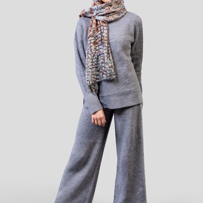 Comfy Knitted Roll Neck Coord with Loose Fitting Trousers Grey