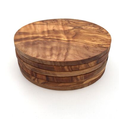 Set of 6 coasters round Ø 11 cm Glass coasters made of olive wood