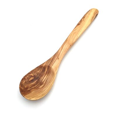Cucchiaio da cucina manico largo curvo 25 cm in legno d'ulivo