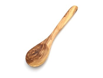 Cuillère de cuisine manche large courbé 25 cm en bois d'olivier