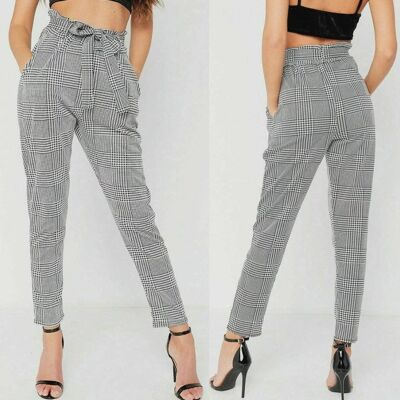 Checked Paperbag Trousers