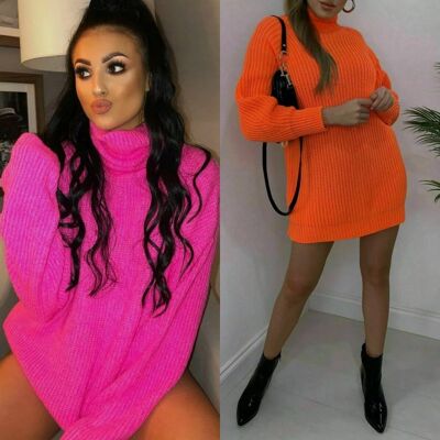 Chunky Knit Polo Jumper Pink