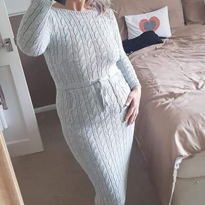 Knitted Pocket Dress Grey