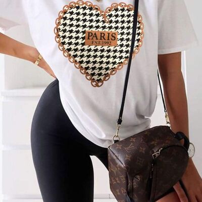 Oversized Paris Heart T-Shirt Black