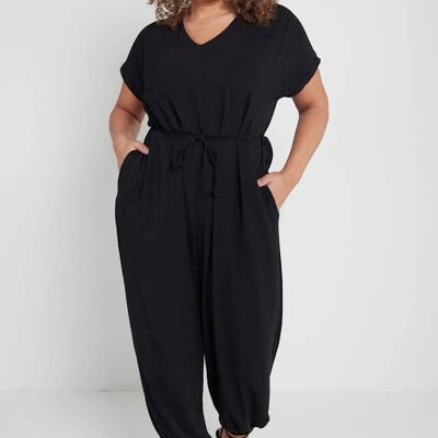 Tie Waist Jumpsuit - Plus Size Navy