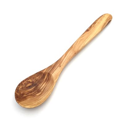 Cuillère de cuisine manche large courbé 35 cm en bois d'olivier