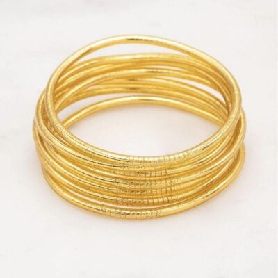 Brazalete fino budista sin mantra talla L - Oro