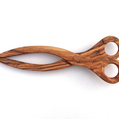 Tongs with scissor systems 24 cm Olive wood serving tongs