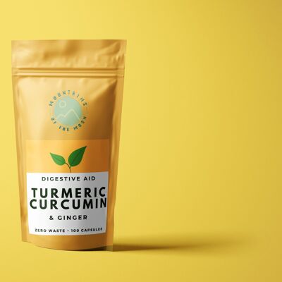 Pure Turmeric, Curcumin & Ginger Root, 100 Vegan Capsules (1,200 mg Per Serving)