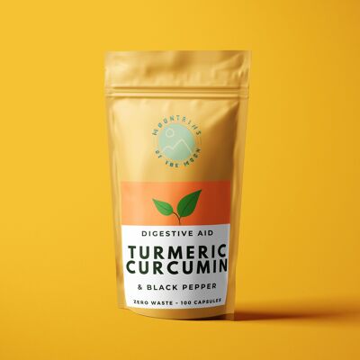 Turmeric Capsules (500mg) with Curcumin and Ground Black Pepper